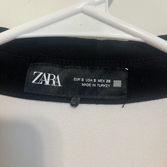 2/$30 Zara - Off White and Black Button Down Long Sleeve Dress Size S - Picture 6 of 8